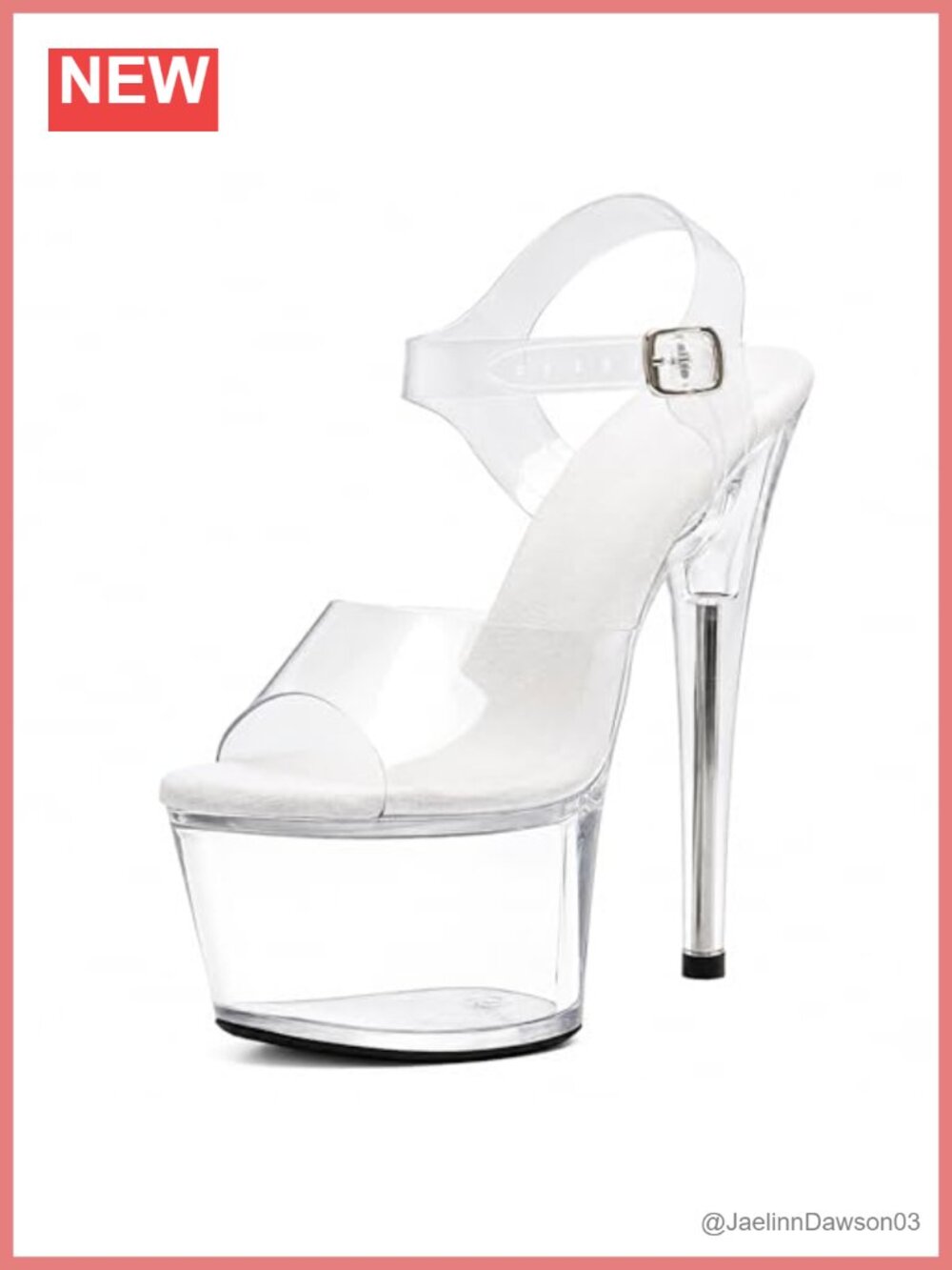 7 Inch Clear Platform Heels Ankle Strap Stiletto Pole Dance Shoes 17CM